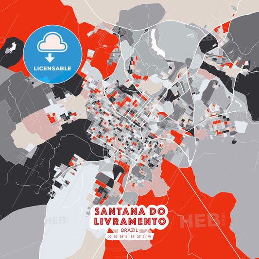 Santana do Livramento, Brazil, modern map - HEBSTREITS Sketches