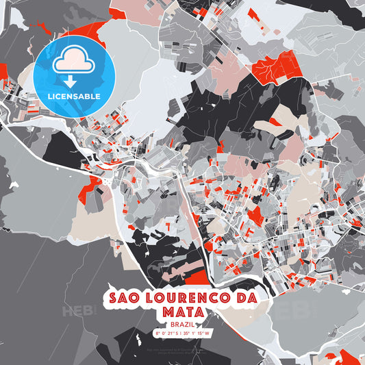 Sao Lourenco da Mata, Brazil, modern map - HEBSTREITS Sketches