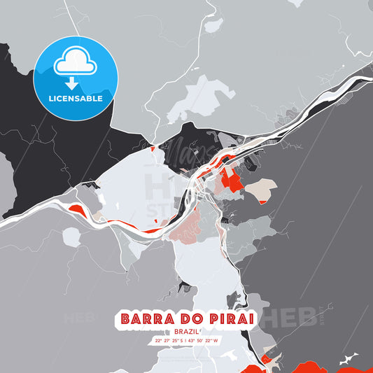 Barra do Pirai, Brazil, modern map - HEBSTREITS Sketches