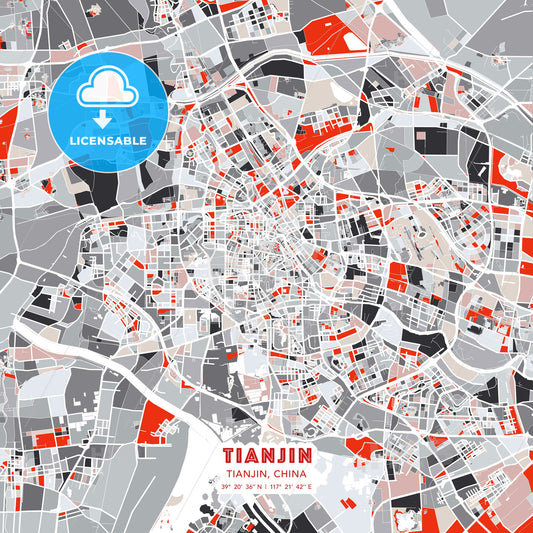 Tianjin, Tianjin, China, modern map - HEBSTREITS Sketches