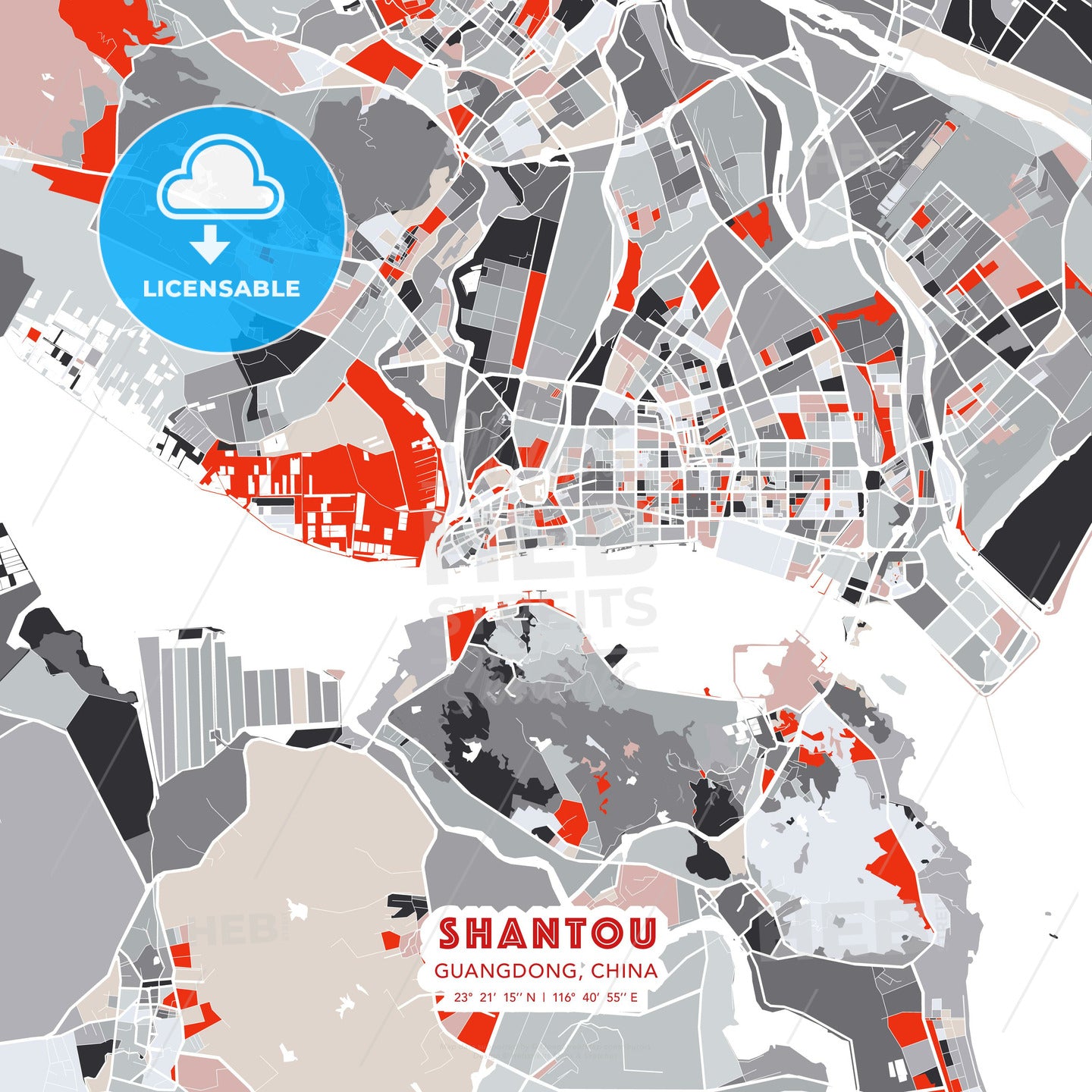 Shantou, Guangdong, China, modern map - HEBSTREITS Sketches