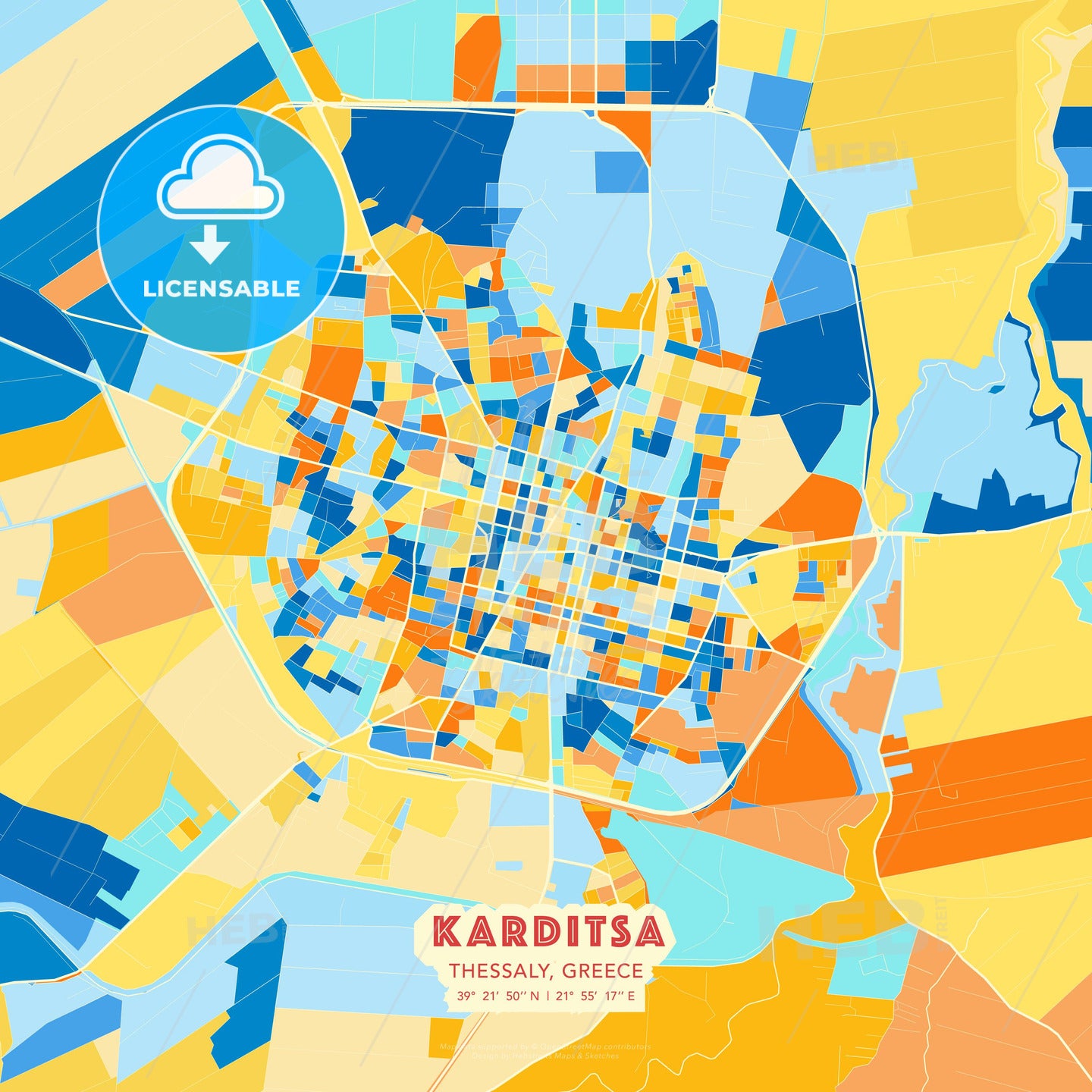 Karditsa, Thessaly, Greece, map - HEBSTREITS Sketches