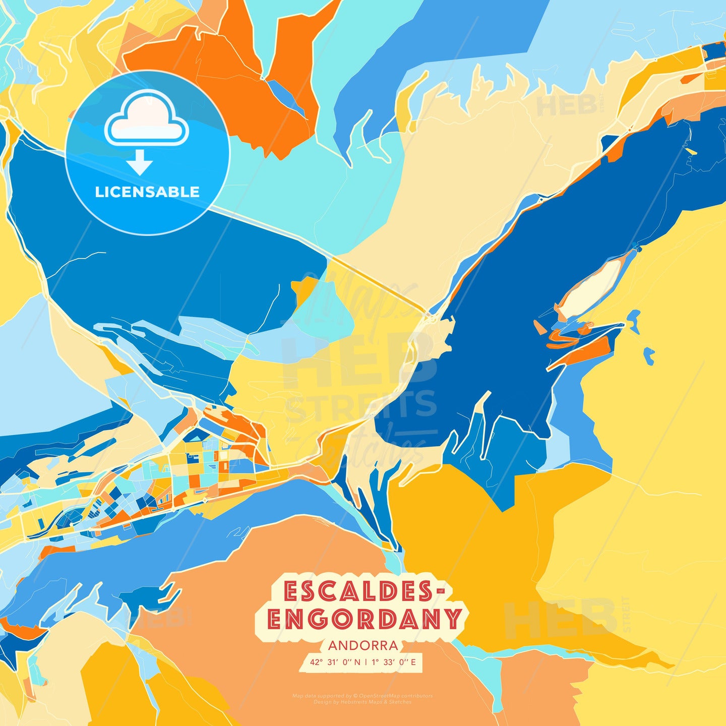 Escaldes-Engordany, Andorra, map - HEBSTREITS Sketches