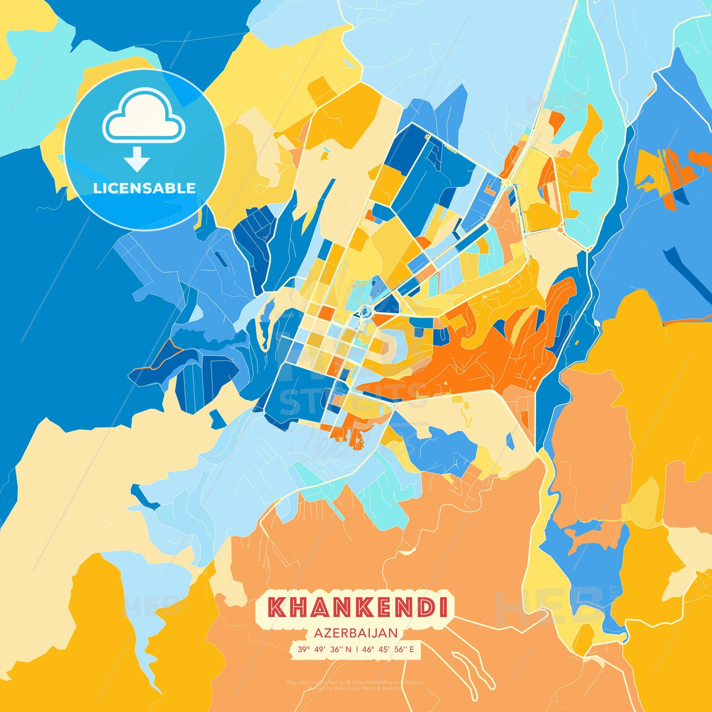 Khankendi, Azerbaijan, map - HEBSTREITS Sketches