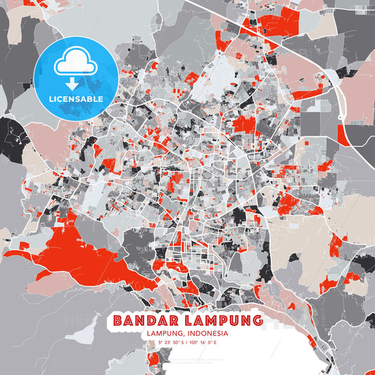Bandar Lampung, Lampung, Indonesia, modern map - HEBSTREITS Sketches