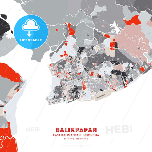 Balikpapan, East Kalimantan, Indonesia, modern map - HEBSTREITS Sketches