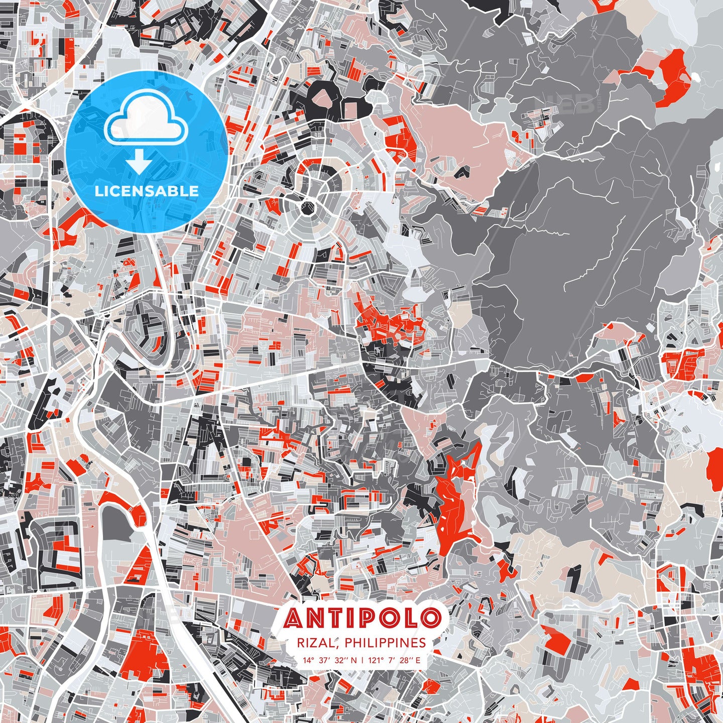 Antipolo, Rizal, Philippines, modern map - HEBSTREITS Sketches