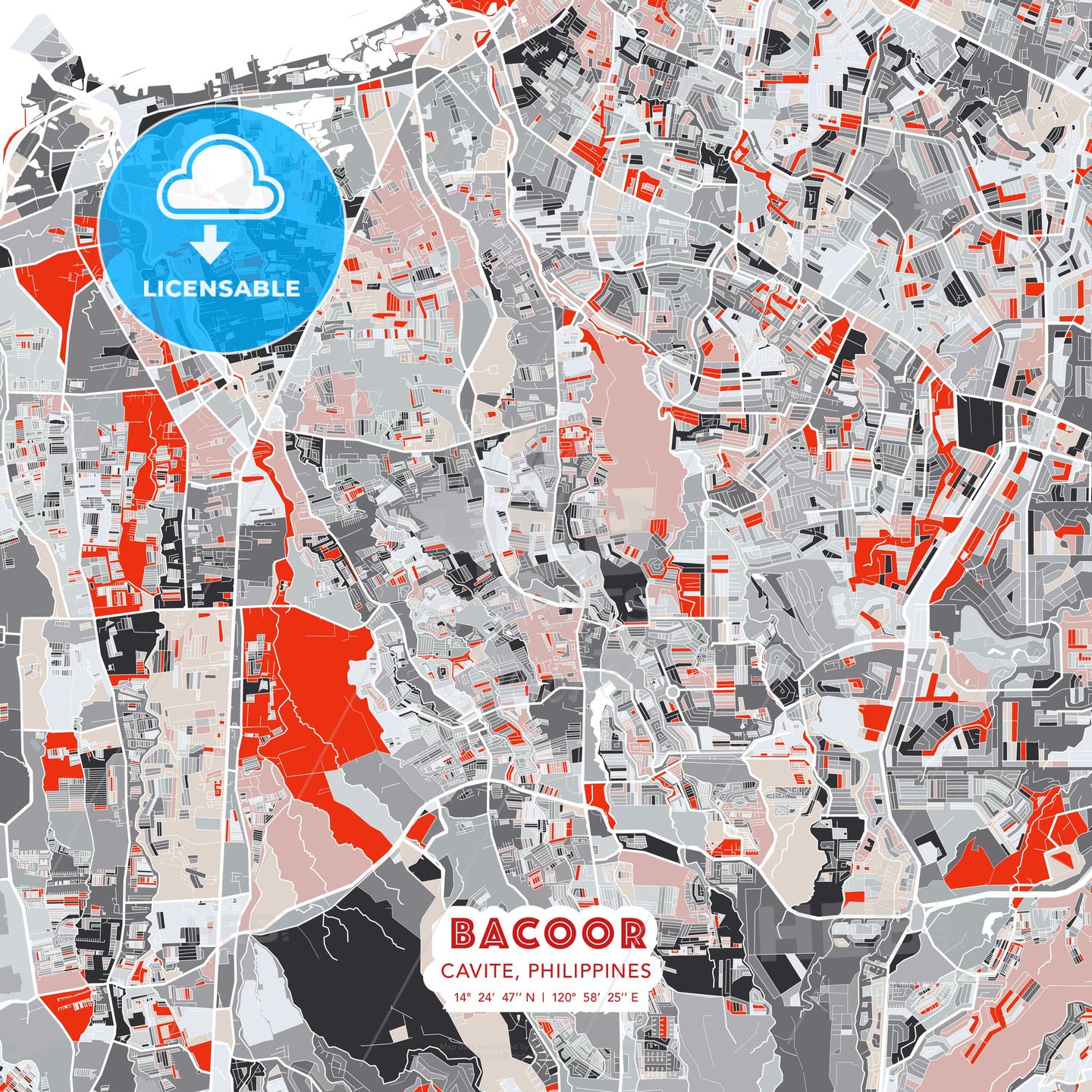 Bacoor, Cavite, Philippines, modern map - HEBSTREITS Sketches