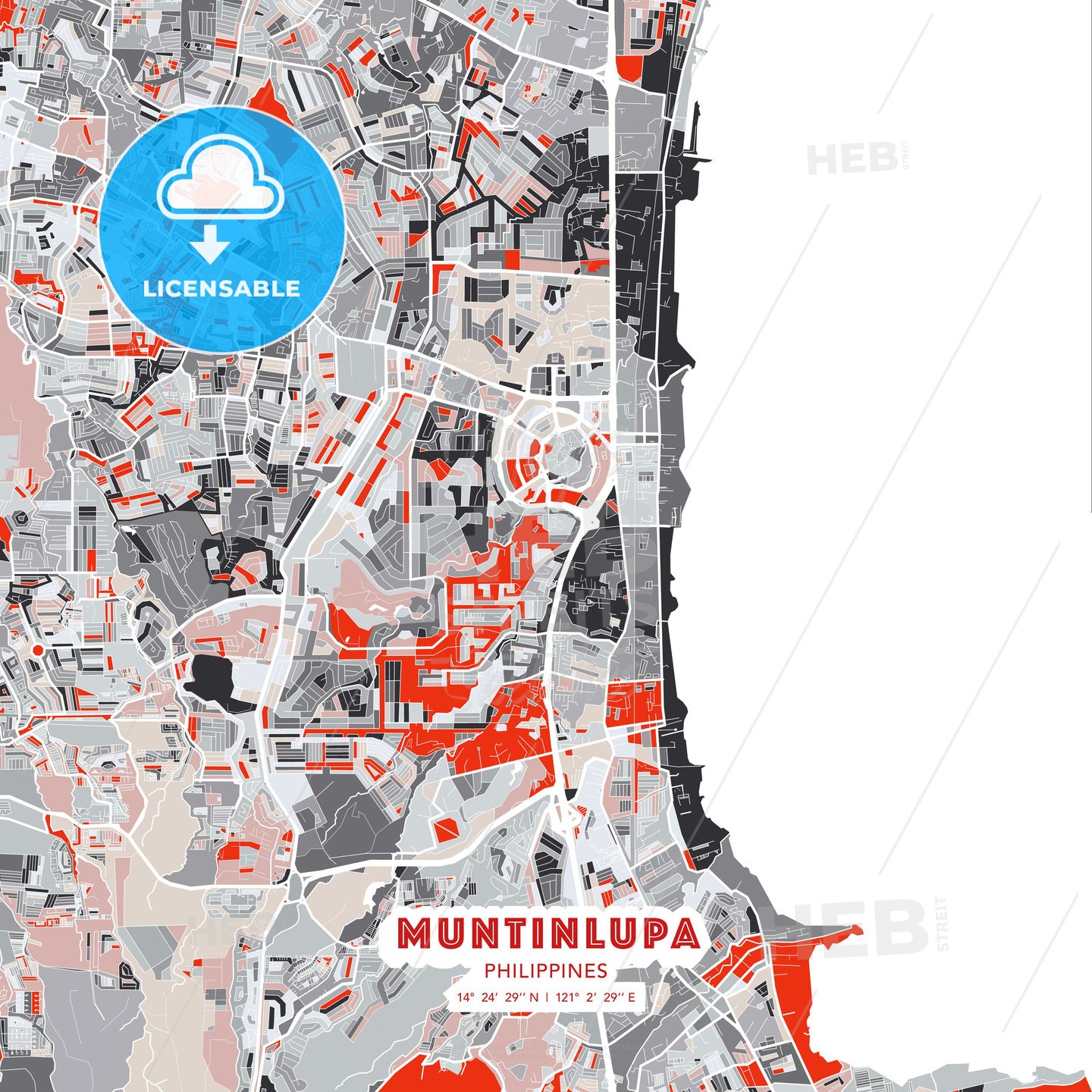 Muntinlupa, Philippines, modern map - HEBSTREITS Sketches