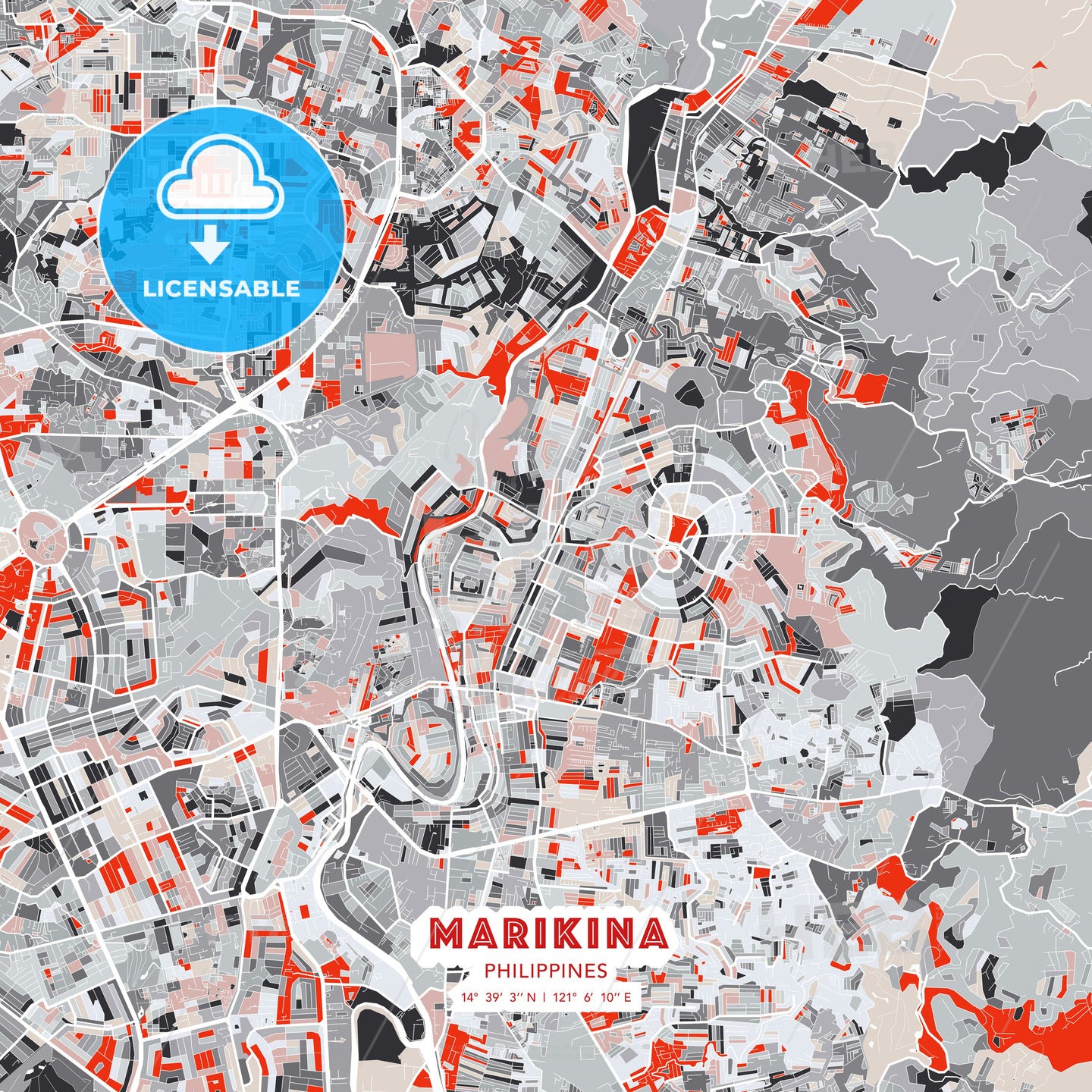 Marikina, Philippines, modern map - HEBSTREITS Sketches