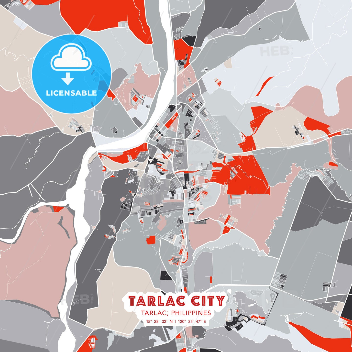 Tarlac City, Tarlac, Philippines, modern map - HEBSTREITS Sketches
