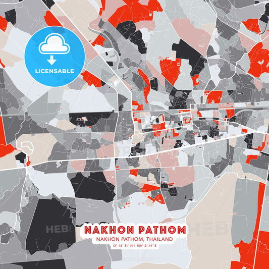 Nakhon Pathom, Nakhon Pathom, Thailand, modern map - HEBSTREITS Sketches