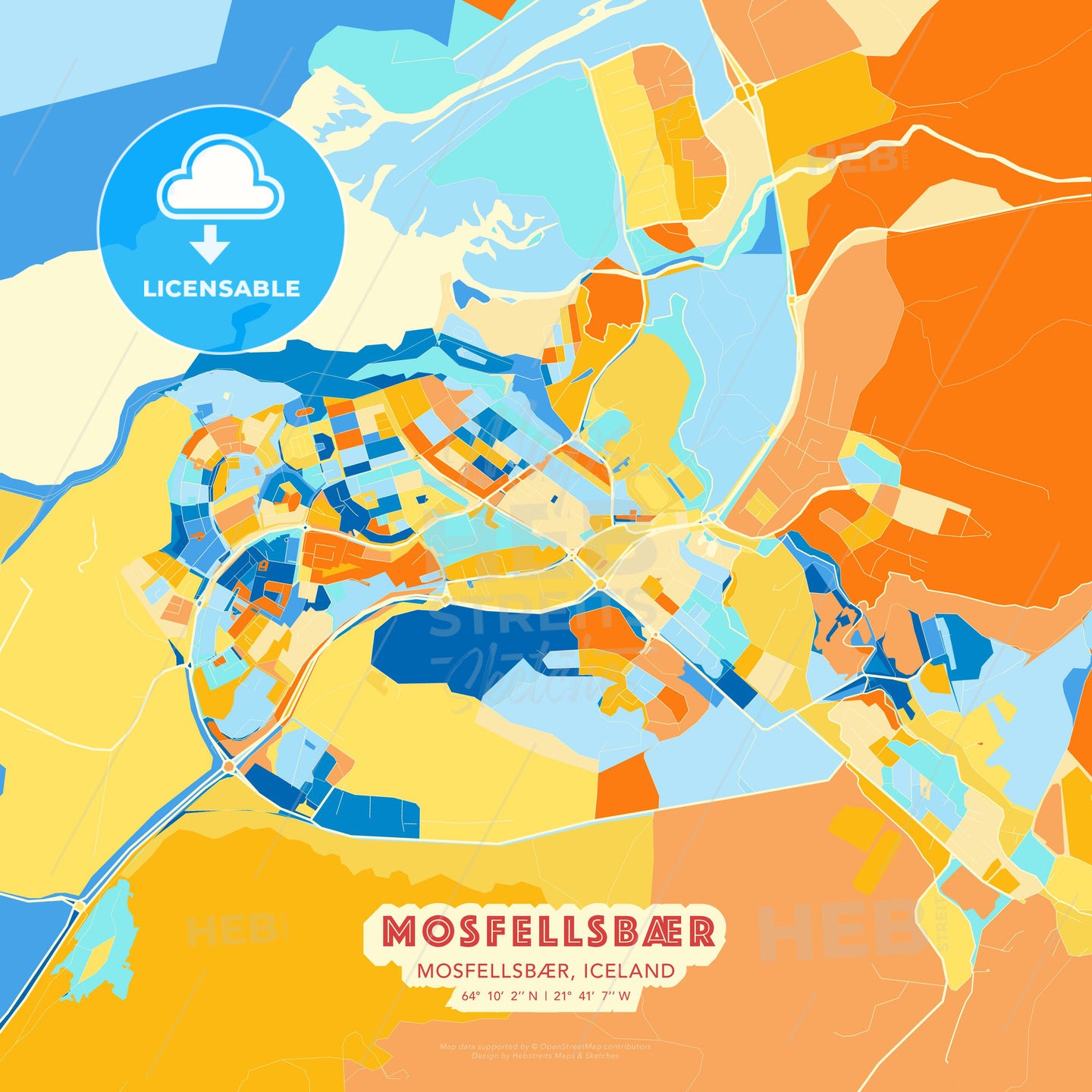 Mosfellsbær, Mosfellsbær, Iceland, map - HEBSTREITS Sketches