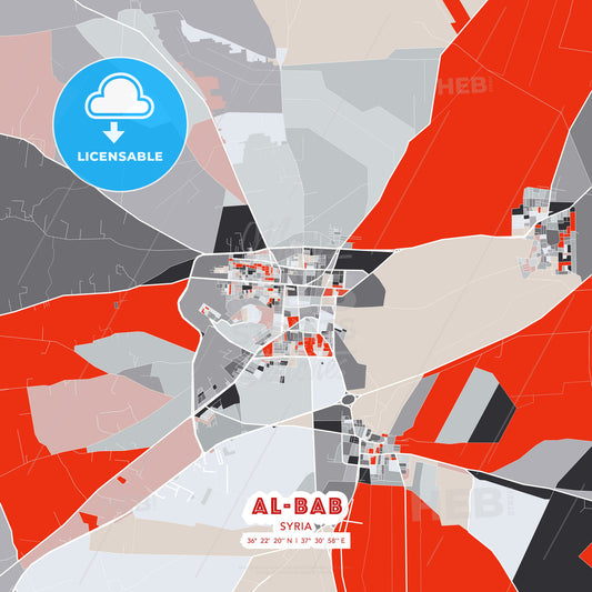 Al-Bab, Syria, modern map - HEBSTREITS Sketches