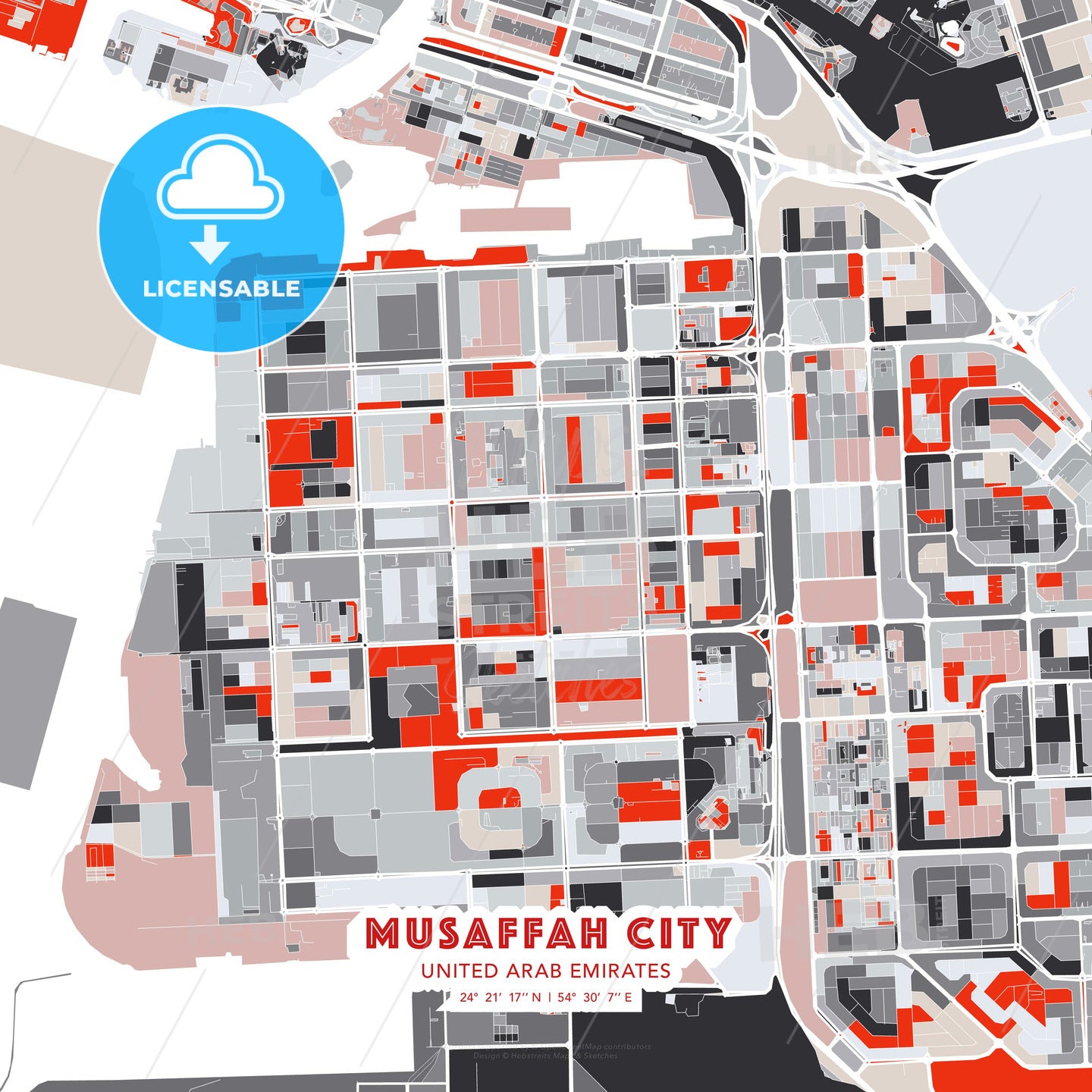 Musaffah City  , United Arab Emirates, modern map - HEBSTREITS Sketches