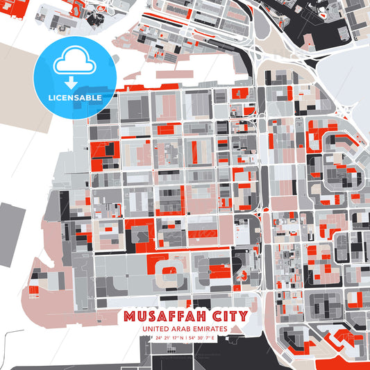 Musaffah City  , United Arab Emirates, modern map - HEBSTREITS Sketches