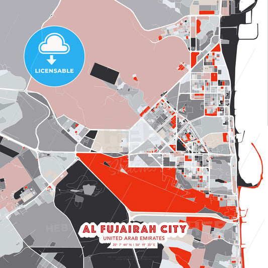 Al Fujairah City  , United Arab Emirates, modern map - HEBSTREITS Sketches