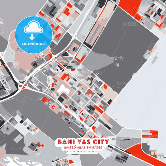 Bani Yas City, United Arab Emirates, modern map - HEBSTREITS Sketches