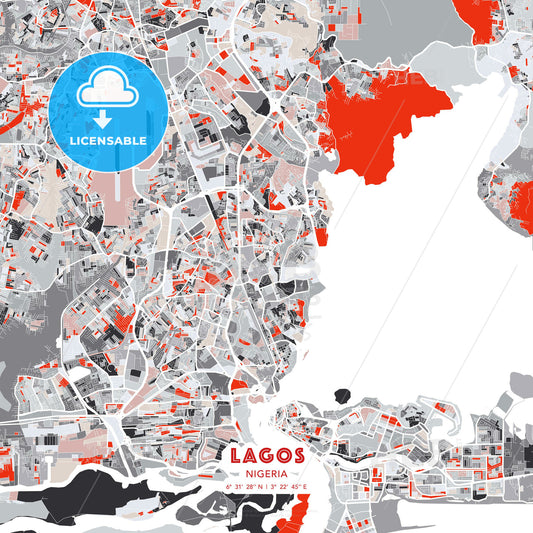 Lagos, Nigeria, modern map - HEBSTREITS Sketches
