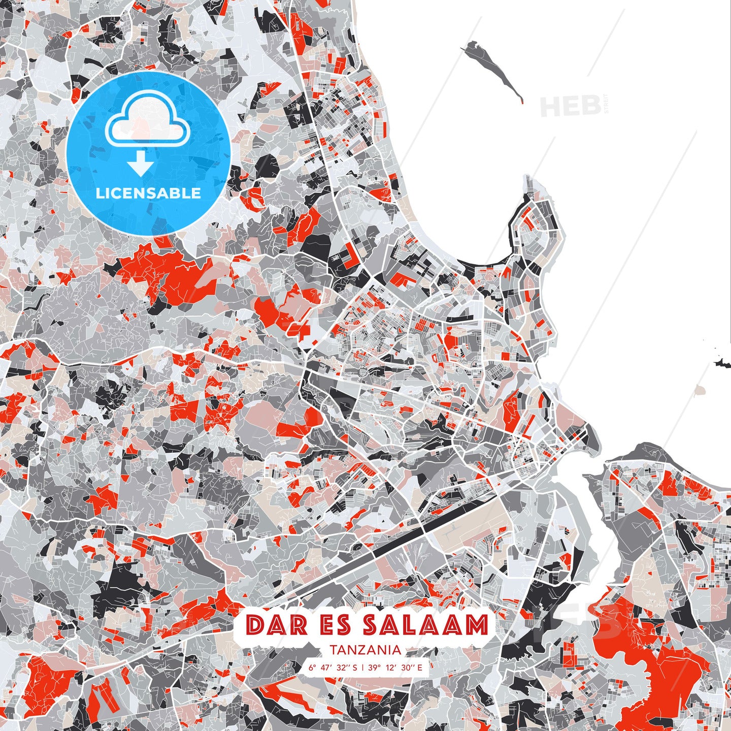 Dar es Salaam, Tanzania, modern map - HEBSTREITS Sketches