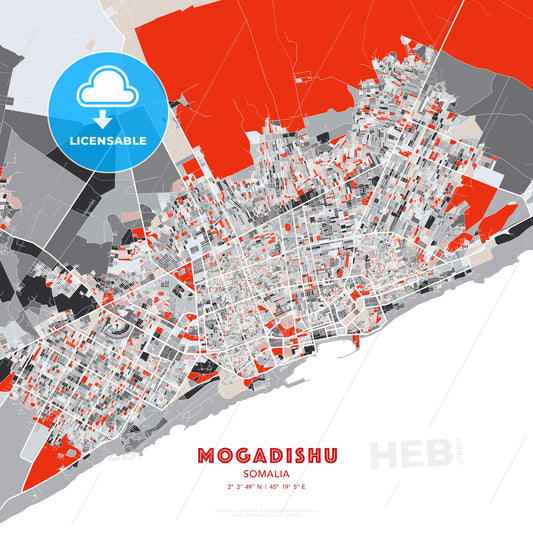 Mogadishu, Somalia, modern map - HEBSTREITS Sketches