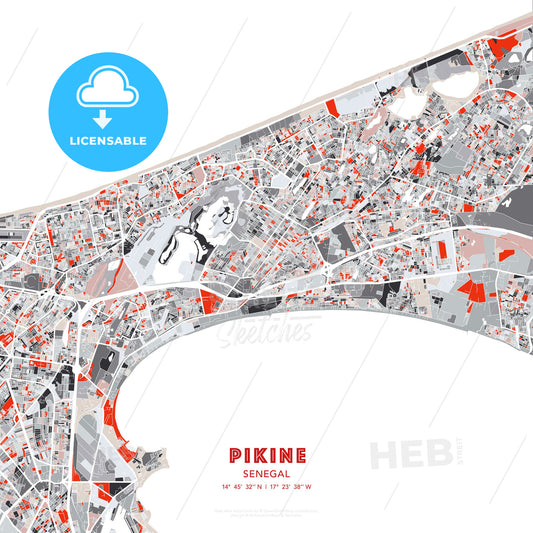 Pikine, Senegal, modern map - HEBSTREITS Sketches