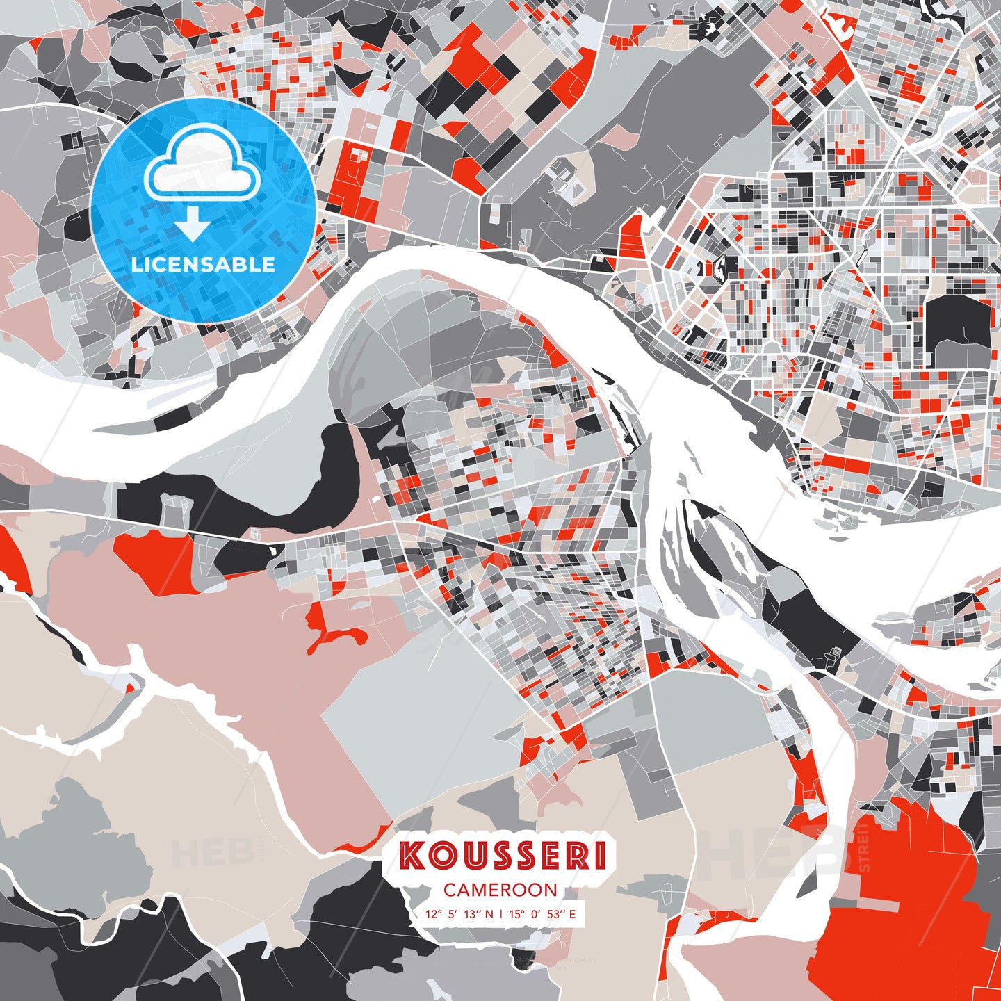 Kousseri, Cameroon, modern map - HEBSTREITS Sketches