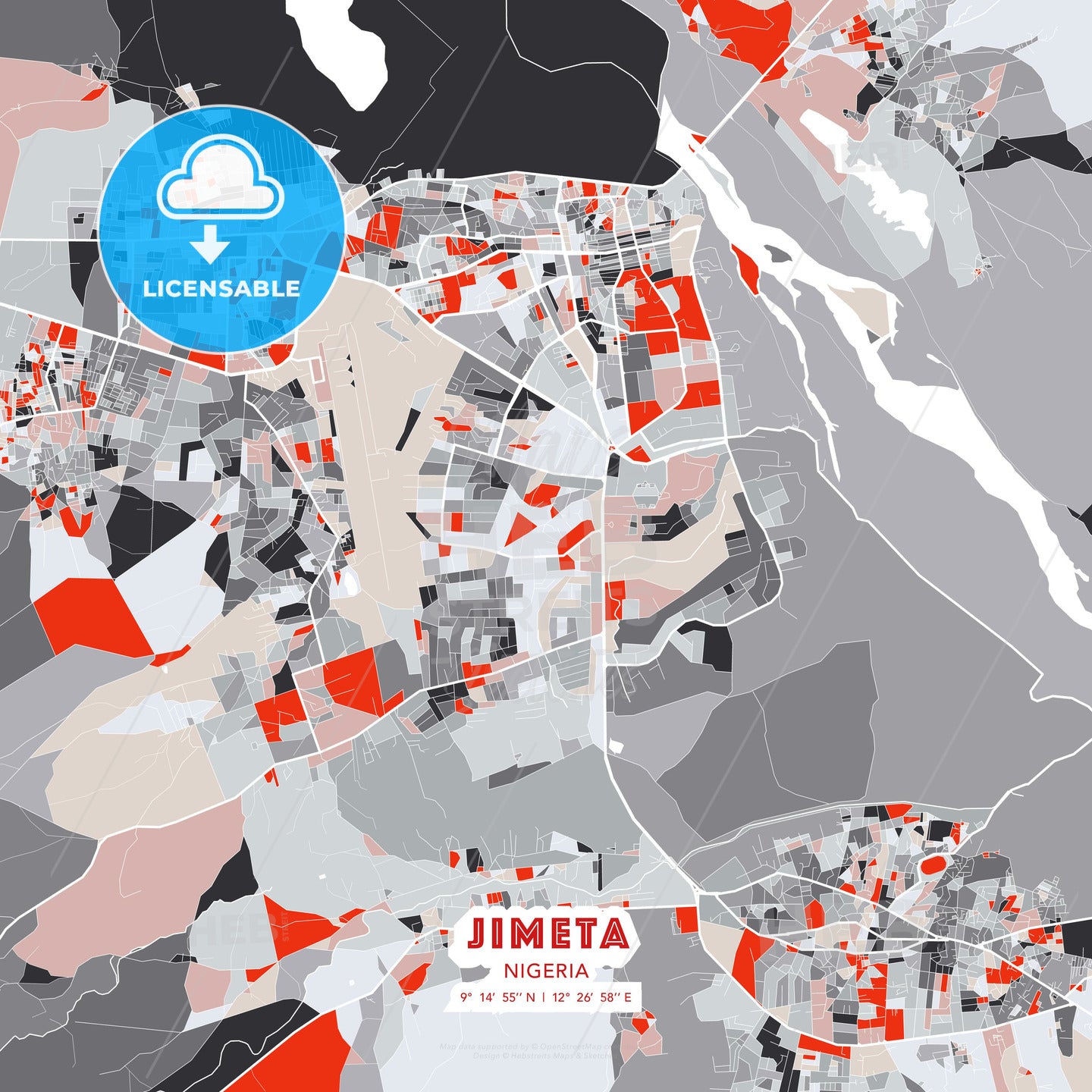 Jimeta, Nigeria, modern map - HEBSTREITS Sketches