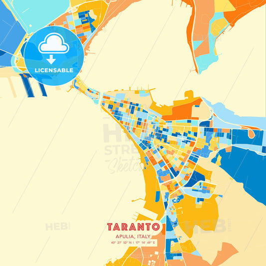 Taranto, Apulia, Italy, map - HEBSTREITS Sketches