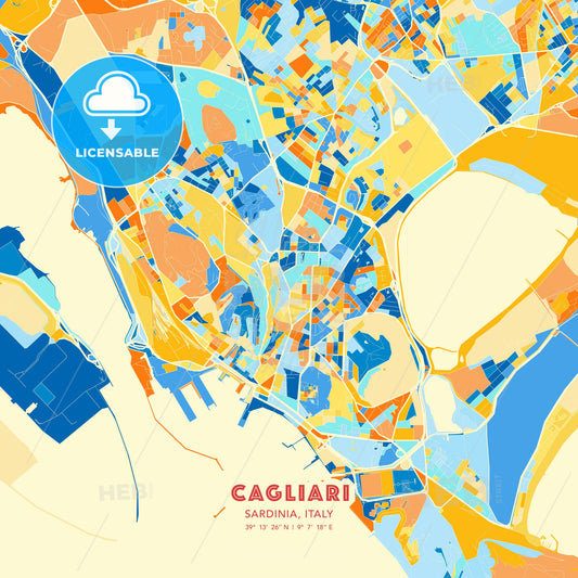Cagliari, Sardinia, Italy, map - HEBSTREITS Sketches