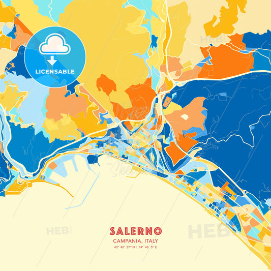 Salerno, Campania, Italy, map - HEBSTREITS Sketches