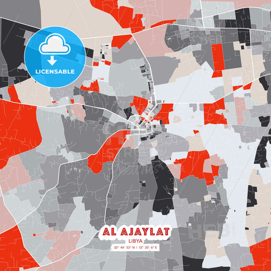 Al Ajaylat, Libya, modern map - HEBSTREITS Sketches