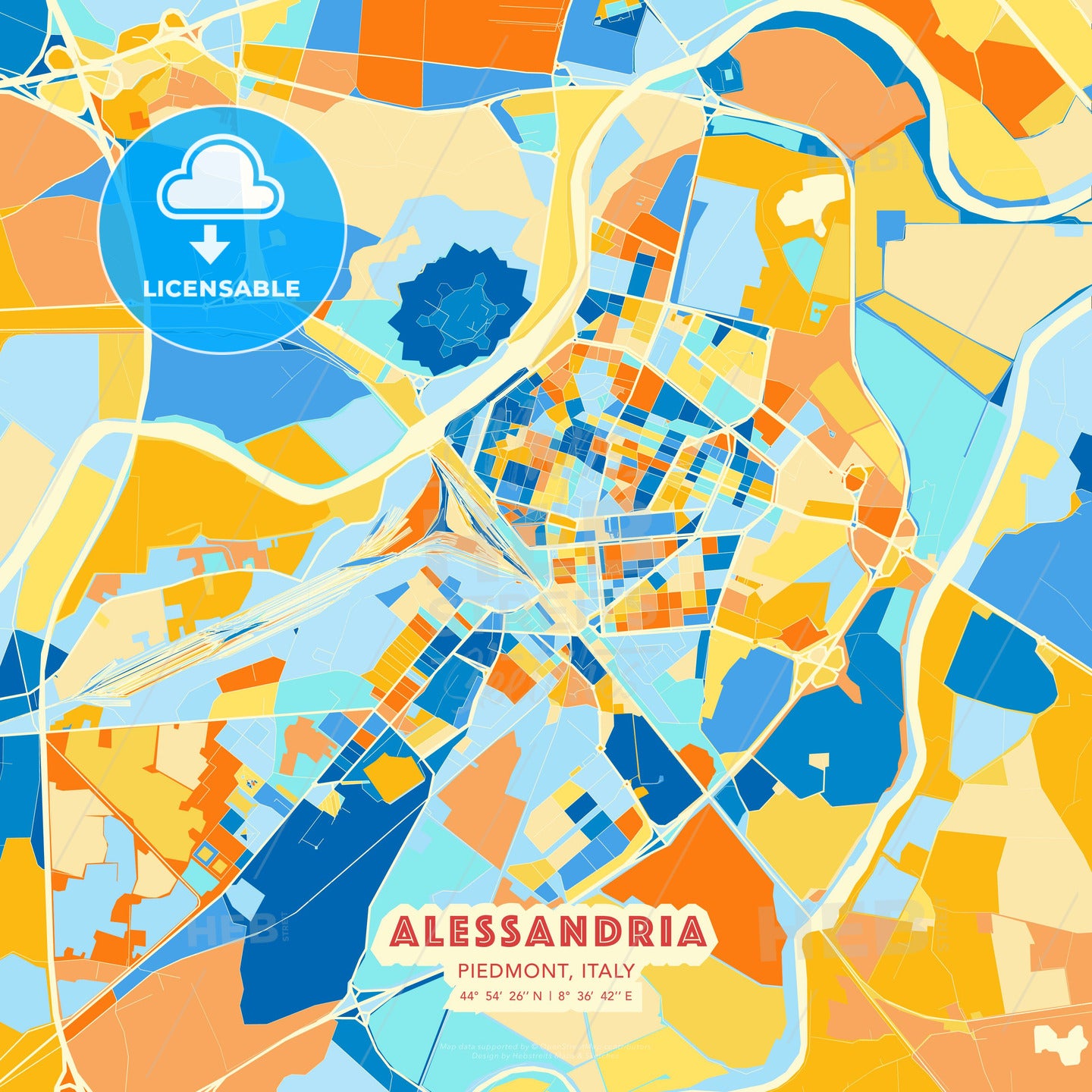 Alessandria, Piedmont, Italy, map - HEBSTREITS Sketches
