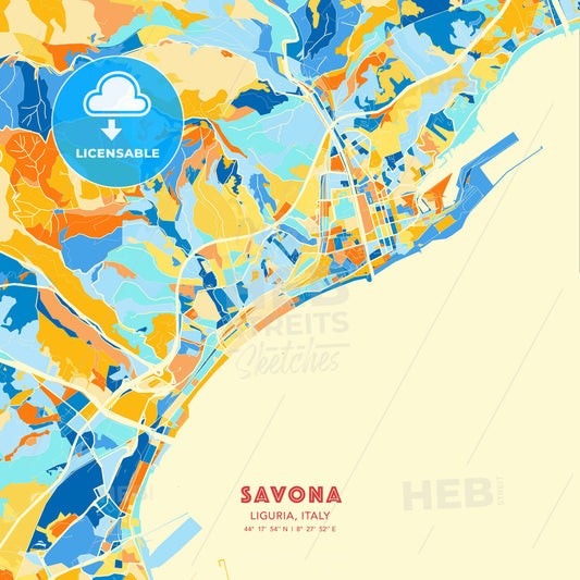 Savona, Liguria, Italy, map - HEBSTREITS Sketches