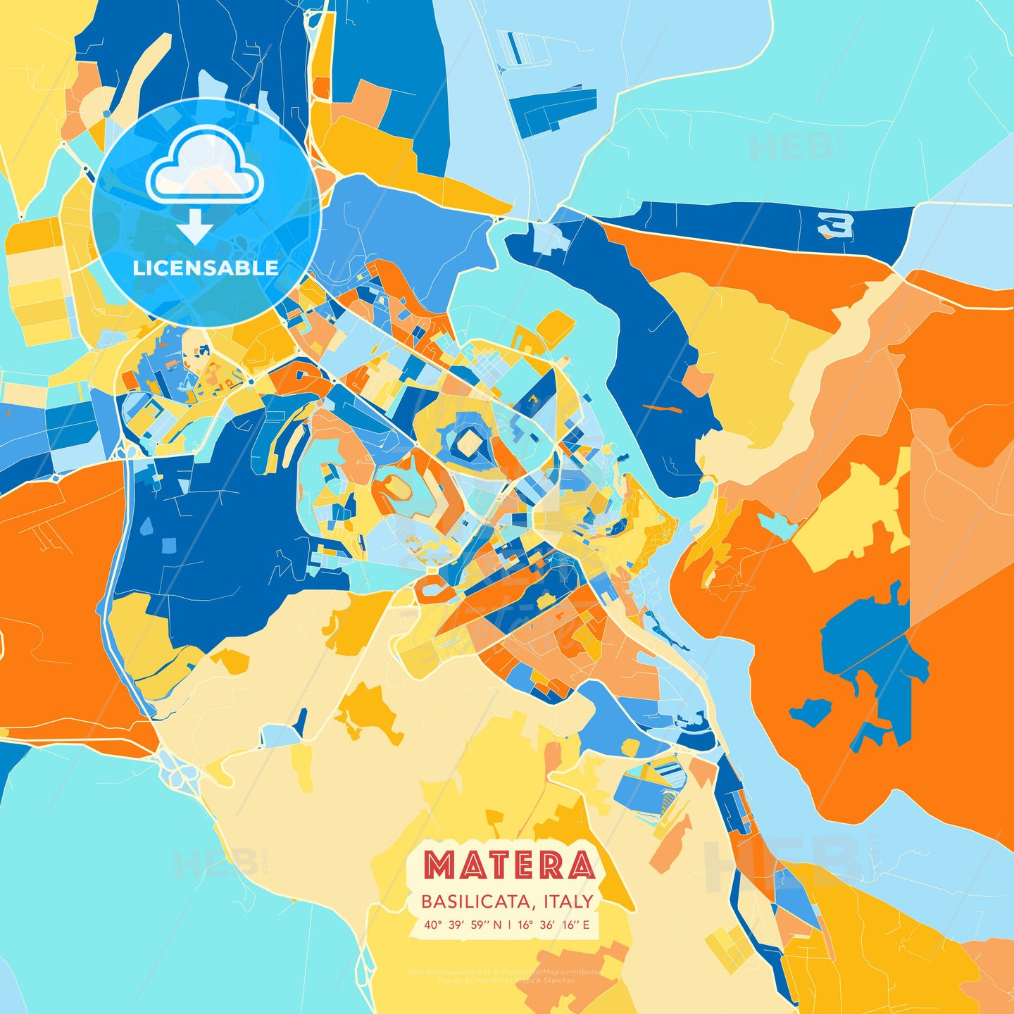Matera, Basilicata, Italy, map - HEBSTREITS Sketches