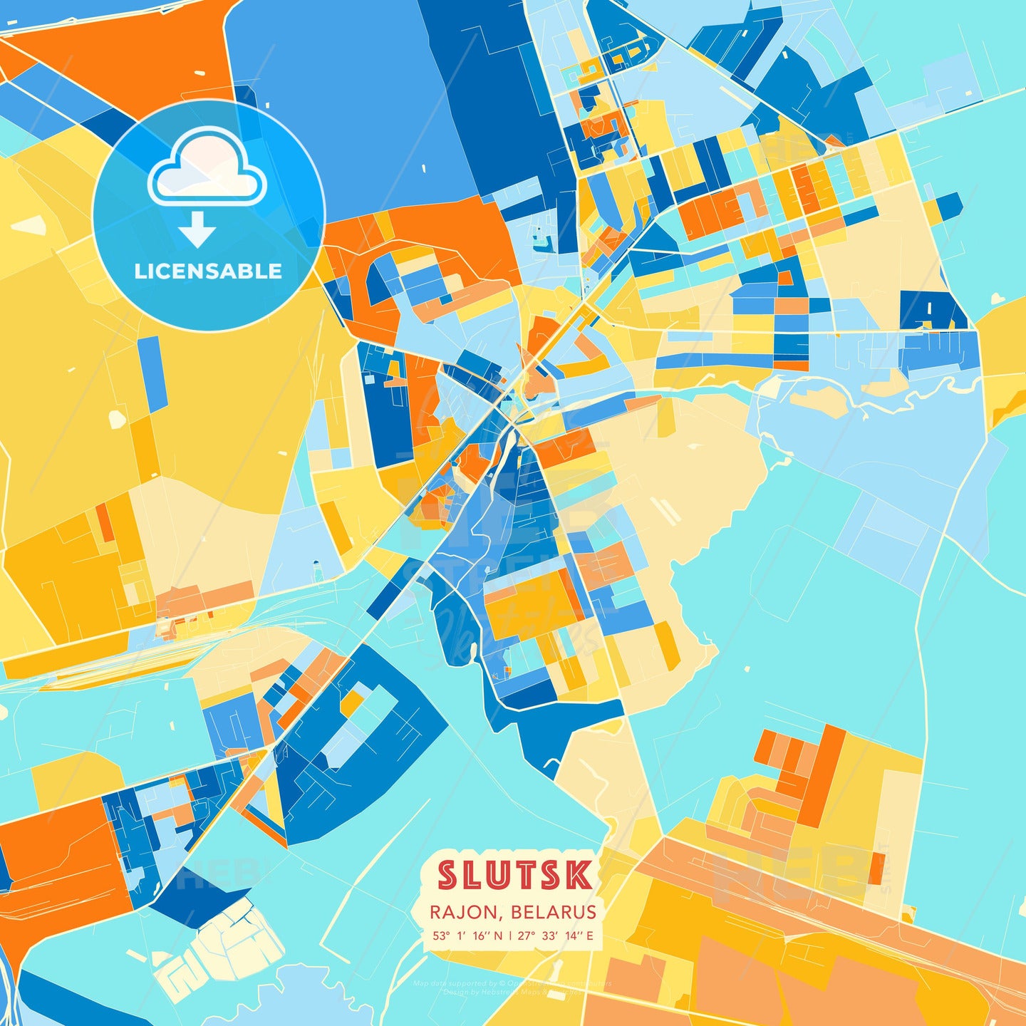 Slutsk, Rajon, Belarus, map - HEBSTREITS Sketches