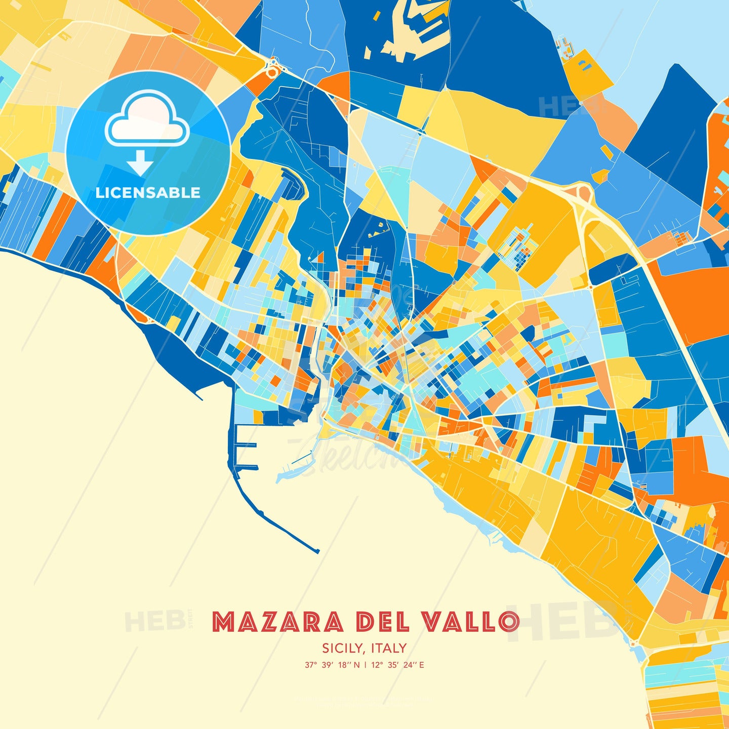 Mazara del Vallo, Sicily, Italy, map - HEBSTREITS Sketches