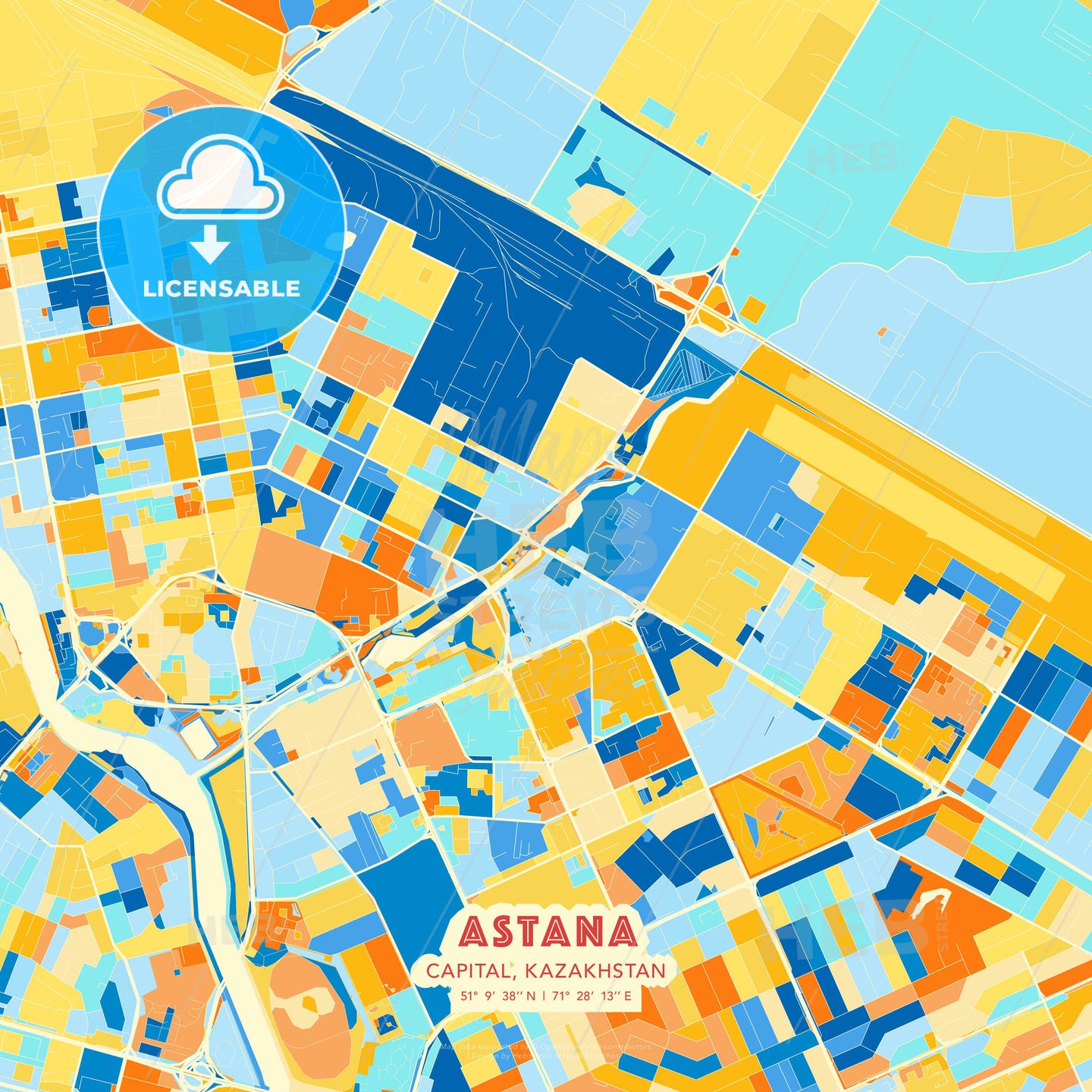 Astana, Capital, Kazakhstan, map - HEBSTREITS Sketches
