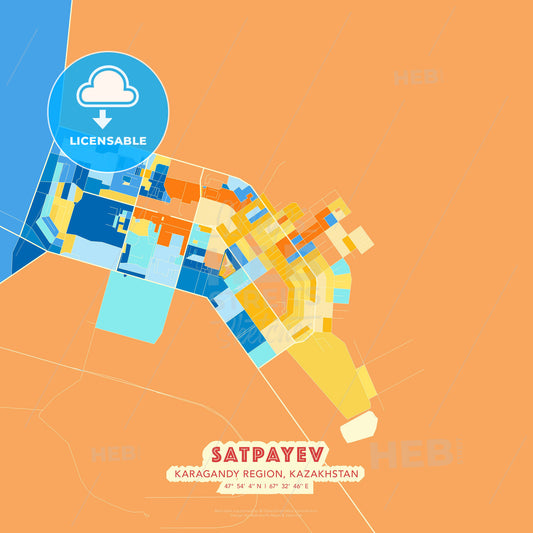 Satpayev, Karagandy Region, Kazakhstan, map - HEBSTREITS Sketches
