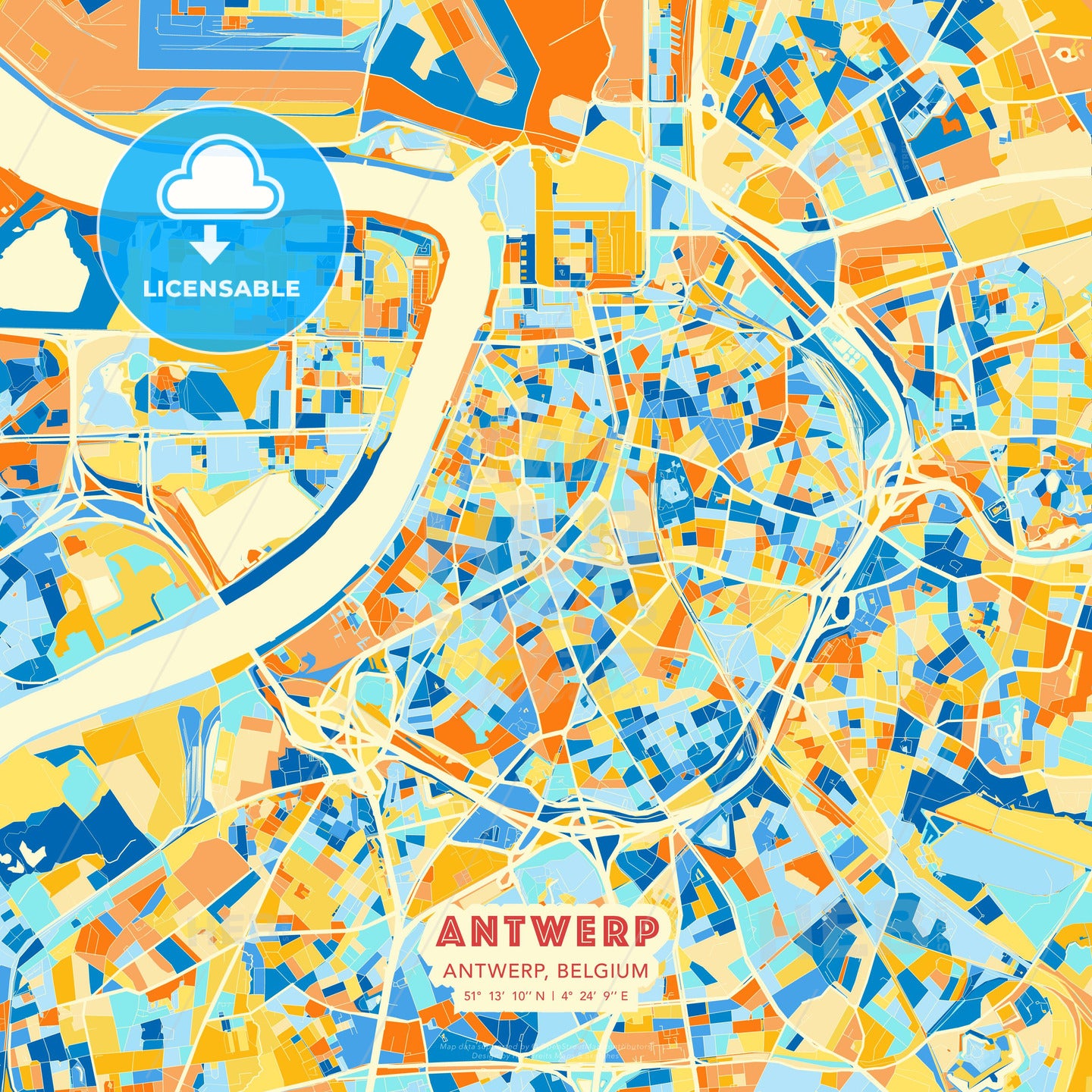 Antwerp, Antwerp, Belgium, map - HEBSTREITS Sketches