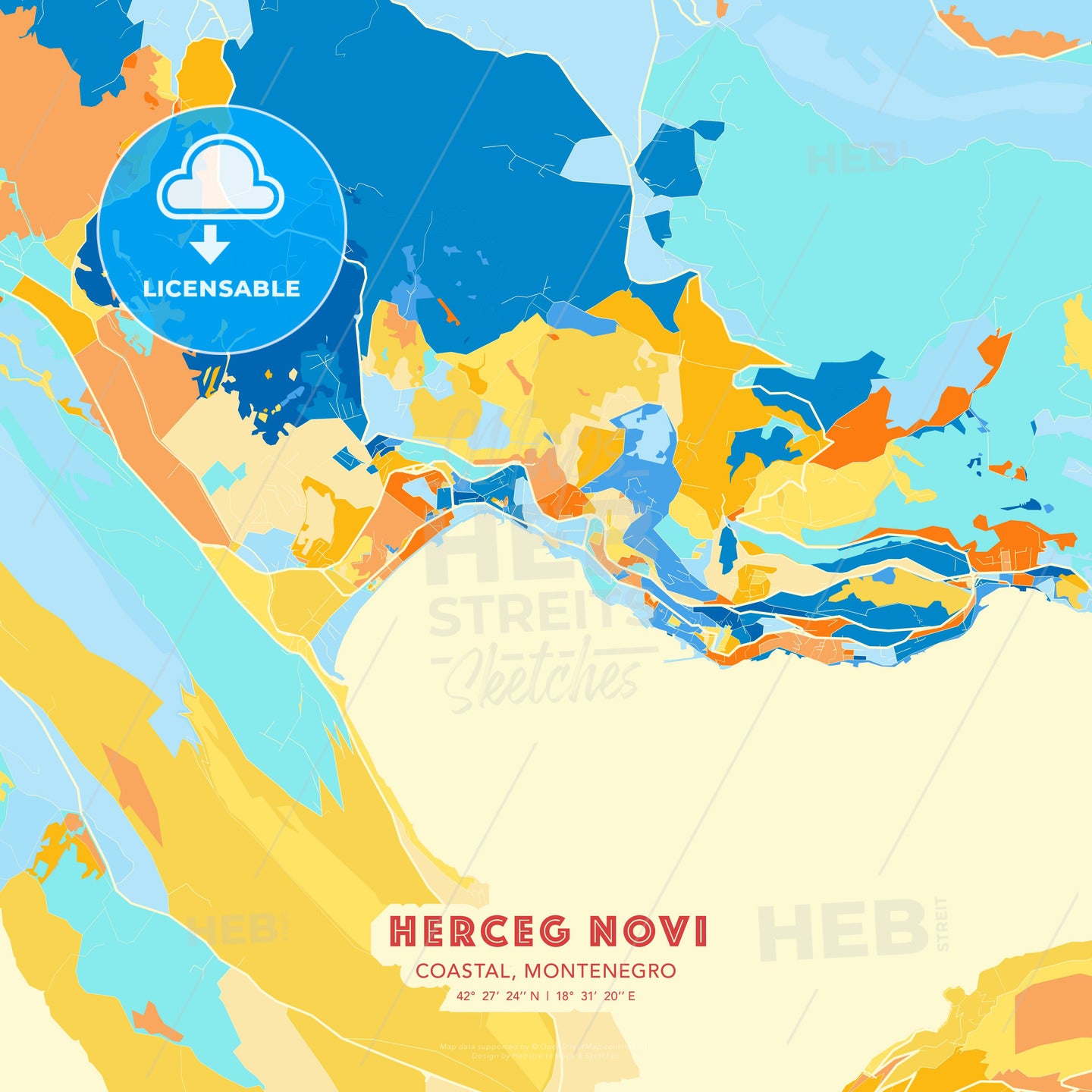 Herceg Novi, Coastal, Montenegro, map - HEBSTREITS Sketches
