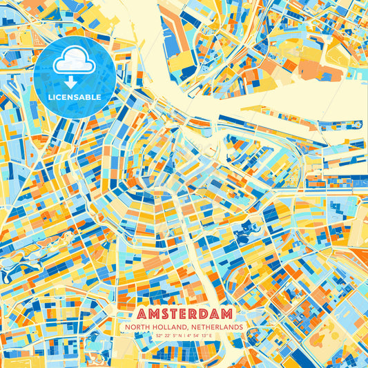 Amsterdam, North Holland, Netherlands, map - HEBSTREITS Sketches