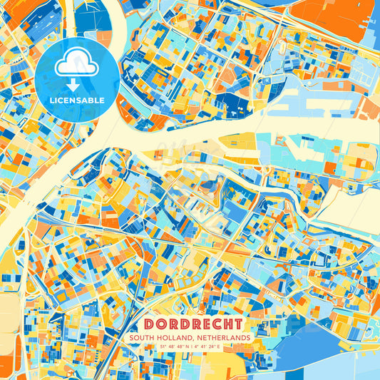 Dordrecht, South Holland, Netherlands, map - HEBSTREITS Sketches