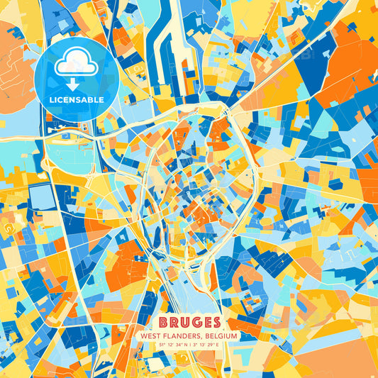 Bruges, West Flanders, Belgium, map - HEBSTREITS Sketches