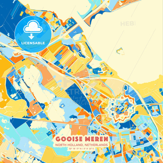 Gooise Meren, North Holland, Netherlands, map - HEBSTREITS Sketches