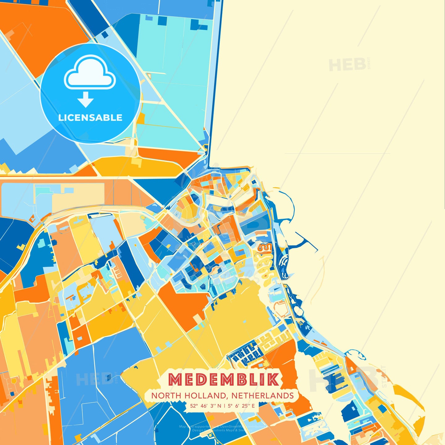 Medemblik, North Holland, Netherlands, map - HEBSTREITS Sketches