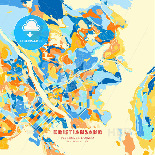 Kristiansand, Vest-Agder, Norway, map - HEBSTREITS Sketches