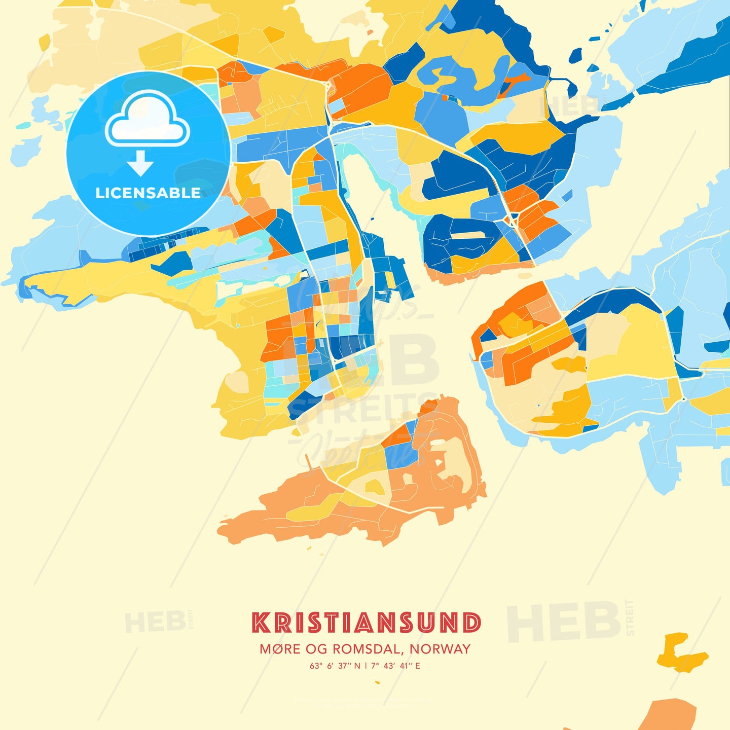 Kristiansund, Møre og Romsdal, Norway, map - HEBSTREITS Sketches