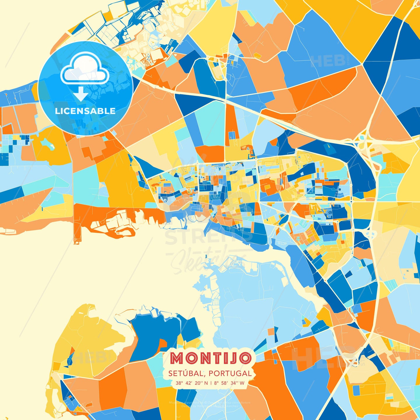Montijo, Setúbal, Portugal, map - HEBSTREITS Sketches