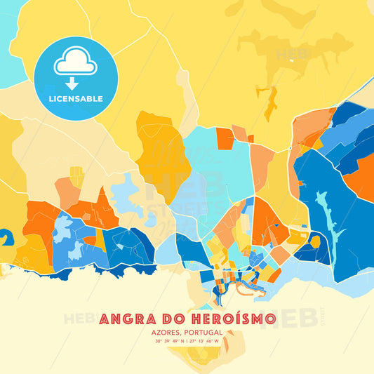 Angra do Heroísmo, Azores, Portugal, map - HEBSTREITS Sketches
